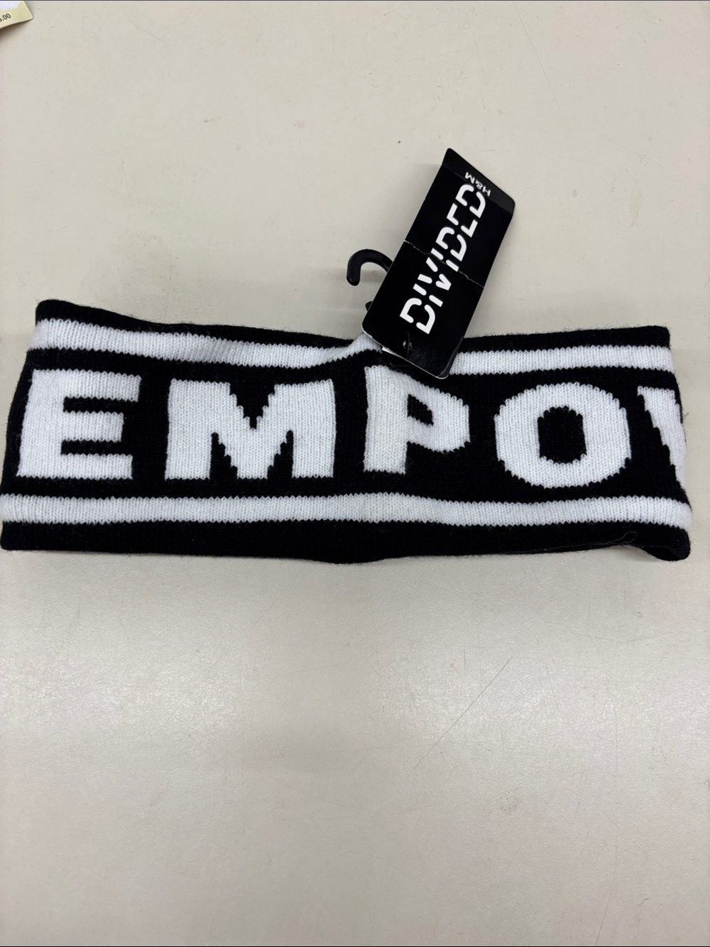 NWT Divided Empowered Black and White Knit Logo Headband
